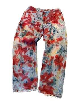 WHOA. Vintage Lee Custom Tie Dye Acid Wash Straight Leg Jeans 34x32